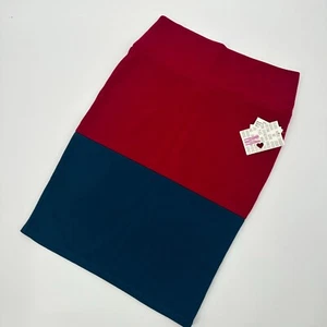 Lularoe Cassie Straight & Pencil Skirt Women's Medium Red Blue Stretch Pull On - Picture 1 of 8