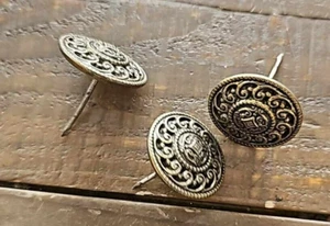 3 Vintage Metal Buttons Ornate - Picture 1 of 4