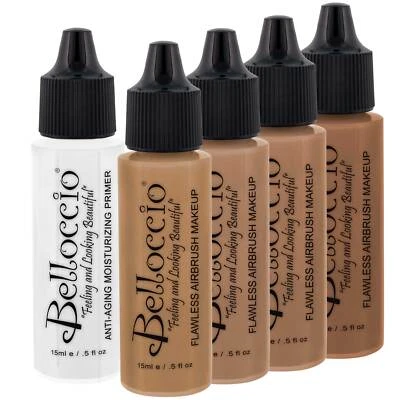 Belloccio TAN Airbrush Makeup FOUNDATION SET Skin Shade Tone Face Cosmetic Kit - Image 1 of 4