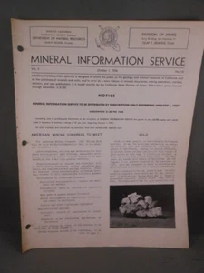 GOLD 1956 Mineral Info Service California Division Of Mines Magazine RARE - Picture 1 of 5