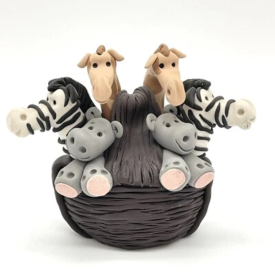 Vintage Noahs Ark Figurine Baby Giraffe Zebra Hippopotamus Nursery 1997 - Image 1 of 4