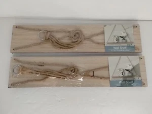 Hanging Wall Shelf Rope Wood Rustic Decor 2 Packs NEW - Picture 1 of 4