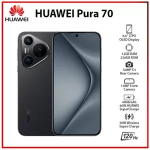 NEW Huawei Pura 70 BLACK 12GB+256GB Dual SIM Unlocked Android Mobile Phone - Picture 1 of 6
