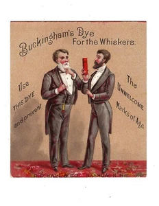 Victorian Trade Card 1800s Buckingham's Beard Whisker Dye RP Hall & Co Nashua NH - Picture 1 of 4