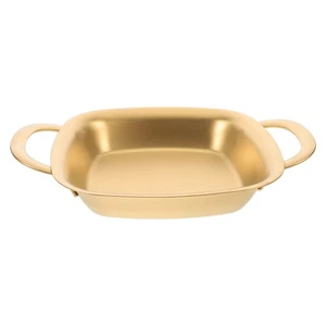 Stainless Steel Double Ear Tray Metal with Handles Appetizer Serving - Picture 1 of 17