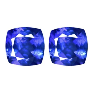 1.59Ct IF 2Pcs Pair Square Cushion 5.5 mm Genuine AAA Dark Purple Blue Tanzanite - Imagen 1 de 5