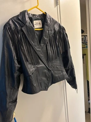 Sea Dream Vintage Fringe Leather Biker Jacket - Image 1 of 4