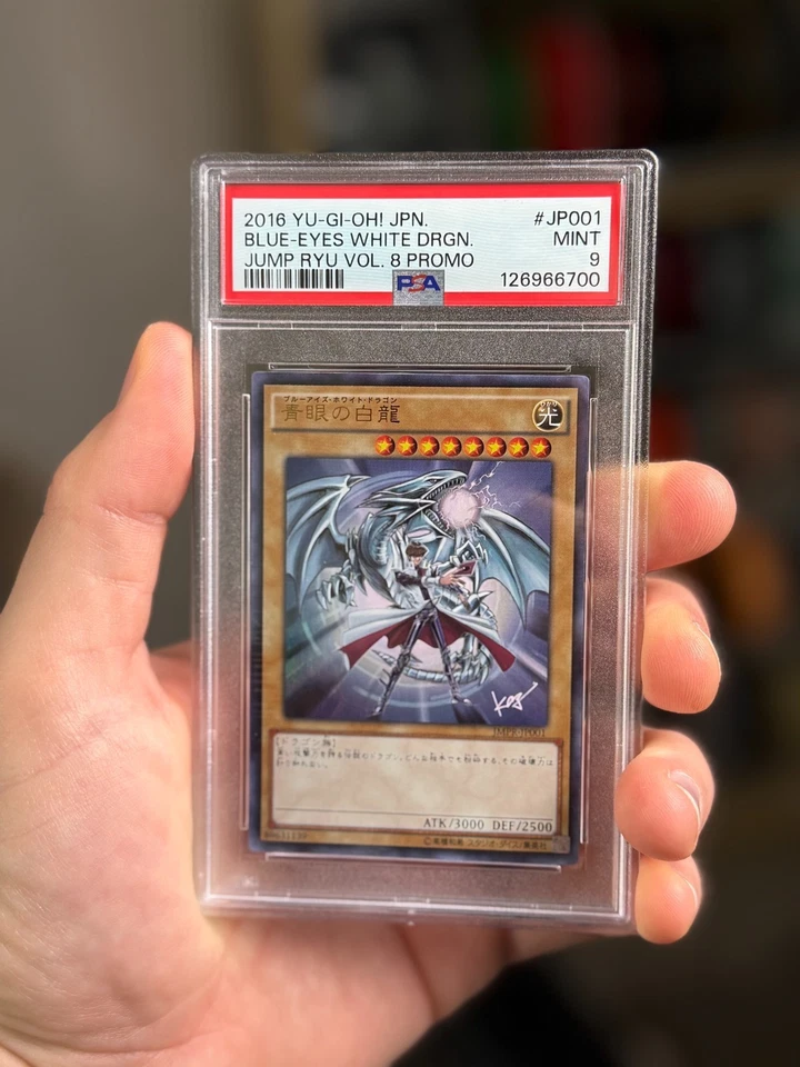 PSA9 Blue-Eyes White Dragon KC Ultra Rare JMPR-JP001 - Image 1 of 2