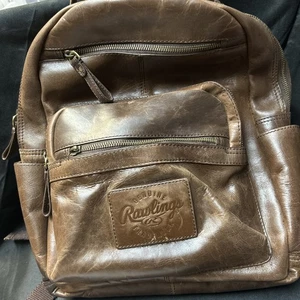 Rawlings Genuine Leather Backpack Brown with Adjustable Straps - Picture 1 of 5