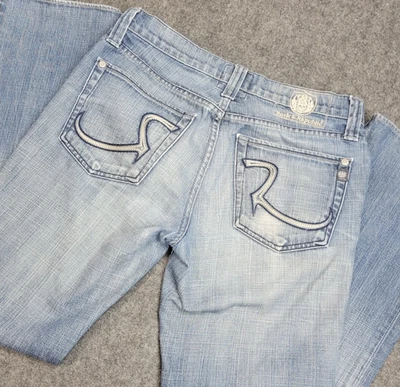 Jeans Rock Republic Mujer 31 Azul Grunge Festival Botón Mosca Vaquera Rodeo Y2K Foto 1 de 4