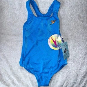 Neu mit Etikett Mädchen Größe 5 Speedo aquablau Einteiler Racerback Badeanzug - Bild 1 von 6