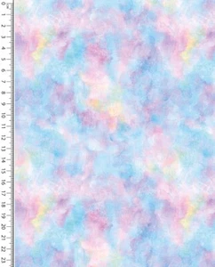 Bio-Baumwolljersey Stoff -Regenbogen Wolken- Blau Weiß Digitaldruck ab 50cm - Bild 1 von 2