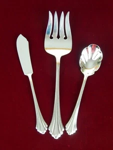Oneida Bancroft Edelstahl Servierset - Fleischgabel, Zuckerlöffel, Buttermesser - Bild 1 von 2