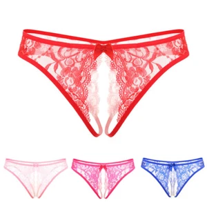 Womens Lace Crothless Briefs Panties Lingerie Open Crotch G-String Underwear - Picture 1 of 15