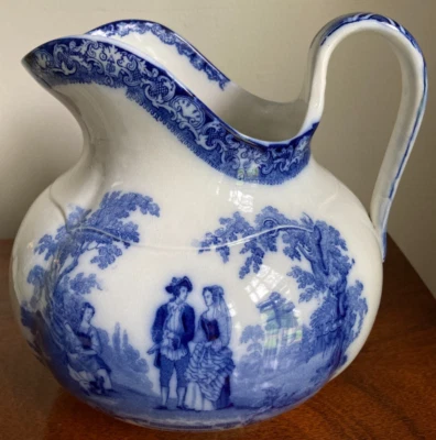 Antigua jarra Watteau Doulton Burslem Flow azul - 8,5" H Foto 1 de 4