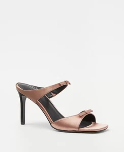 ANN TAYLOR MISSY DOUBLE BOW SATIN MULE SANDALS SIZE 8 BLUSH SPARKLE - Picture 1 of 9