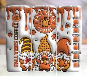 Fall Vibes Wichtel 20 Unzen Thermobecher mit Strohhalm - Edelstahlbecher - Bild 1 von 8