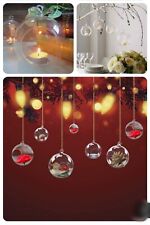 Clear Glass Open Mouth Tea Light Candle Holder Ball Hanging Bauble Wedding,5 cm