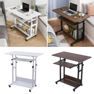 80x45cm Computer Desk PC Table Workstation with Wheels,1 Shelf & Keyboard Shelf - Picture 1 of 28