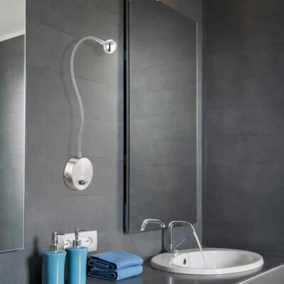 LED Design Lampada Parete Dormire Camera Nach Luce Cromo Interruttore Flessibile - Immagine 1 di 4