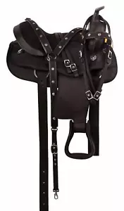 Black Gaited Western Pleasure Trail Round Skirt Horse Saddle Tack Set free ship - Picture 1 of 7
