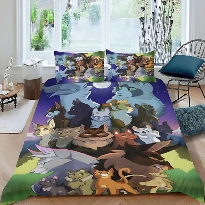 Warriors Cats 3Pcs Bedding Sets Duvet Cover Sets All Season for Kids Lightweight - Image 1 of 4