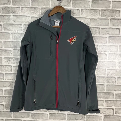 Phoenix Coyotes Charcoal Gray Hard Shell Full Zip Jacket Mid-Weight Mens Small Cover