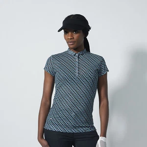 Daily Sports Womens Mesh Cap Sleeve Polo Shirt in Geo Print - Picture 1 of 3
