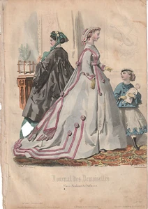 Gravure Mode n°11 Journal des Demoiselles Novembre 1866 Signé - Imagen 1 de 1