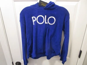 POLO RALPH LAUREN GIRLS LOGO TERRY CROPPED HOODIE IN ROYAL BLUE SIZE XL/ 16 NEW - Picture 1 of 4