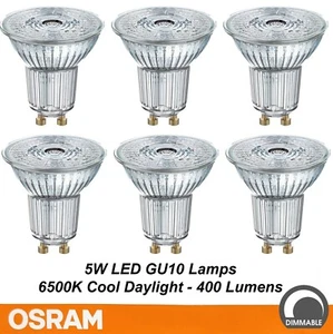 6 x OSRAM DIMMABLE LED Downlight Globes Bulbs Lamps 5W 240V GU10 Cool Daylight - Picture 1 of 5