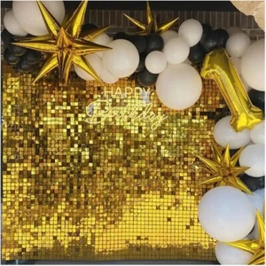 Maytopia Light Gold Shimmer Wall Backdrop Sequin Wall Panels Photo Booth Props - Picture 1 of 7