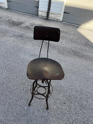1920s Rare Industrial Vintage STEEL Toledo Metal Bar DRAFTING Chair stool Cover