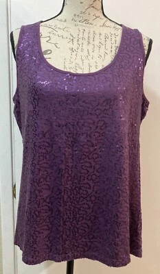 Camiseta sin mangas CASLON ajustada adornada con lentejuelas púrpura para mujer XL Foto 1 de 4