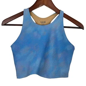 Old Navy Blue Print Active Powersoft Sports Bra Crop Top Girls XL Shelf Bra - Picture 1 of 5