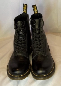 DOC MARTENS US W8,1460 PASCAL, SOFT BLACK VIRGINIA AIR WAVE LEATHER BOOTS, NWOT - Picture 1 of 10