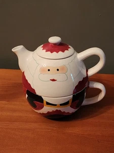 Christmas Decor Tea Pot Mug Santa 3pcs Holiday Festive Kitchen Imperfection  - Picture 1 of 9