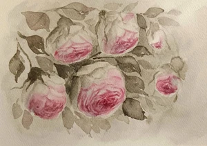 Original Artwork Painting Modern Flowers PINK POSES Art Floral Home Wall Gift A5 - Picture 1 of 16