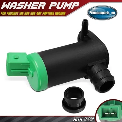 Windscreen Washer Pump Front for Peugeot 106 206 306 407 Partner Megane 1997-On - Image 1 of 4