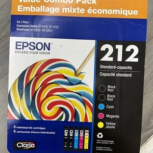 Epson 212 Standard 5-Pack Ink Cartridges 2 Black 1 Cyan 1 Magenta 1 Yellow NEW - Bild 1 von 1