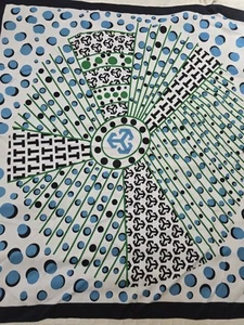 Sciarpa Tory Burch 40,5" x 40,5" poliestere blu navy/verde usata in ottime condizioni - Foto 1 di 4