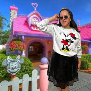 Disney 3D Minnie Mouse Fleece Sweatshirt Chenille Embroidery Pullover Sweater Lg - Picture 1 of 11
