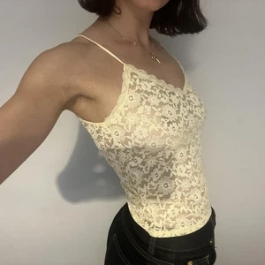 coquette yellow lace floral spaghetti strap stretch cami vest H&M xs - Picture 1 of 6