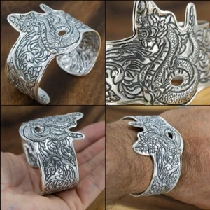 32g Mythical Naga Schlange Drache 925 Sterling Silber Herren Armband Armreif Manschette - Bild 1 von 13