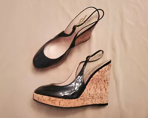 YSL Yves Saint Laurent Black Patent Leather Platform Wedge Pumps sz EU 37 US 7 - Picture 1 of 10