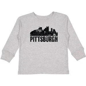 Inktastic Pittsburgh Skyline Grunge Toddler Long Sleeve T-Shirt Skylines Pa Born - Picture 1 of 9