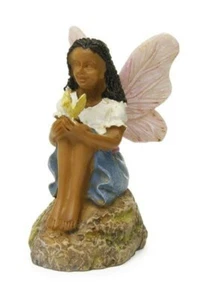 Ebony Fairy with Bird Helping Hands MG 196 Miniature Fairy Garden - Picture 1 of 9