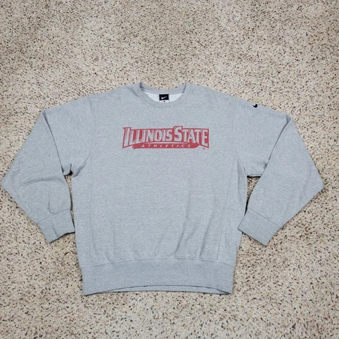 Illinois State Sweatshirt Women Small Gray Nike Sweater Oversized Spell Out Logo Cover