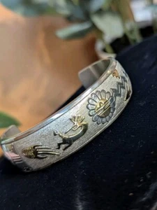 Lee Bennett Silver and 14k Gold Cuff Bracelet - Picture 1 of 10