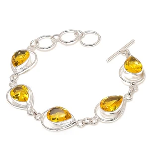Citrin Edelstein Handgemachte 925 Sterlingsilber Armband - Bild 1 von 1